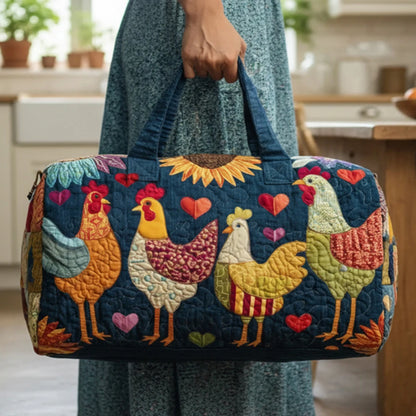 GF Funny Art Chicken Print Quilted Duffle Bag Bohemian Style 2026 Personalized Custom Travel Tote Women Men Weekender Bag