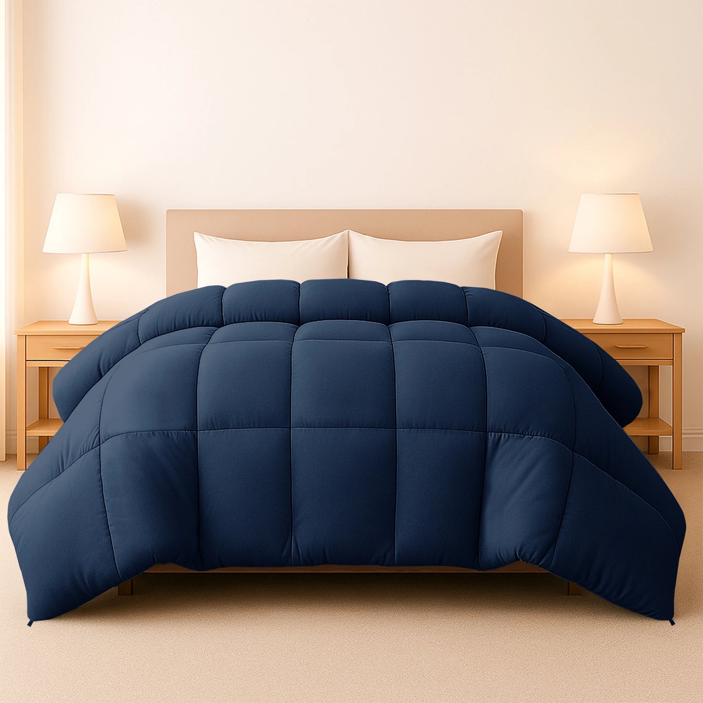 Lux Decor Down Alternative Comforter – 1 Piece Fluffy Duvet Insert with Box Stitch Design – Soft and Cozy Bedding, 102" x 90"