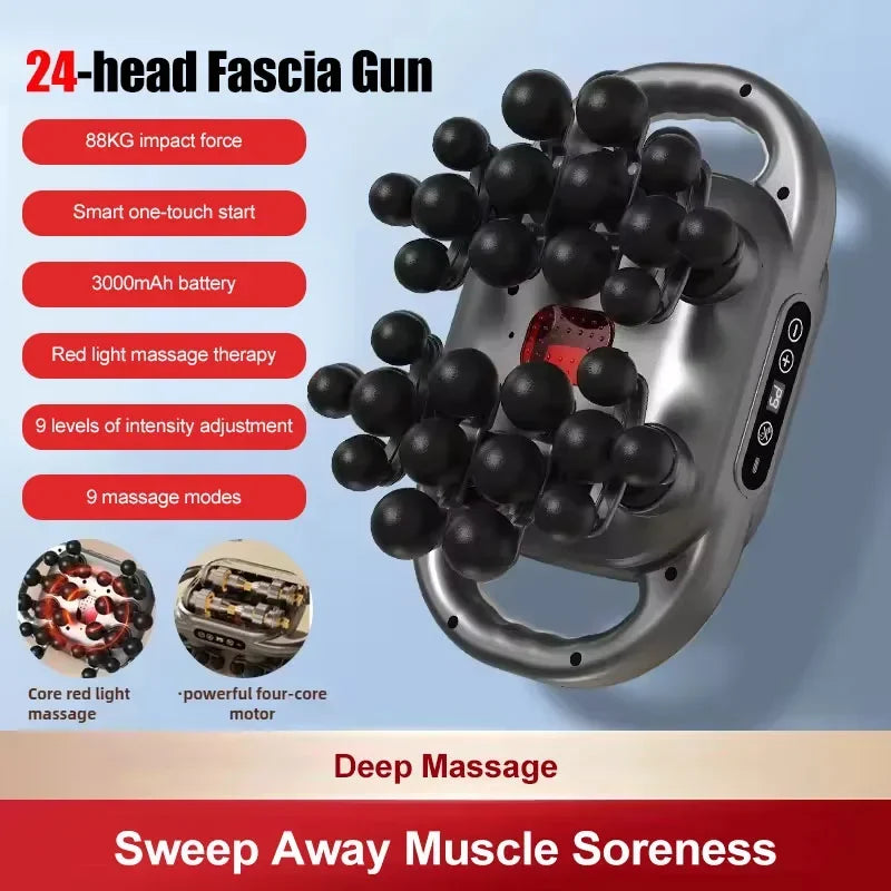 New Hot 22-Head Fascia Gun High-Frequency Vibration Body Massage Gun Back and Waist Massager Neck Shoulder Muscle Massager Tools