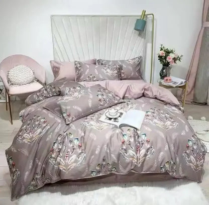 29Color 4/6Pcs Luxury Egyptian Cotton Bedding Set Queen King size Bright Flamingo Leaf Duvet Cover Bed sheet set Fitted sheet