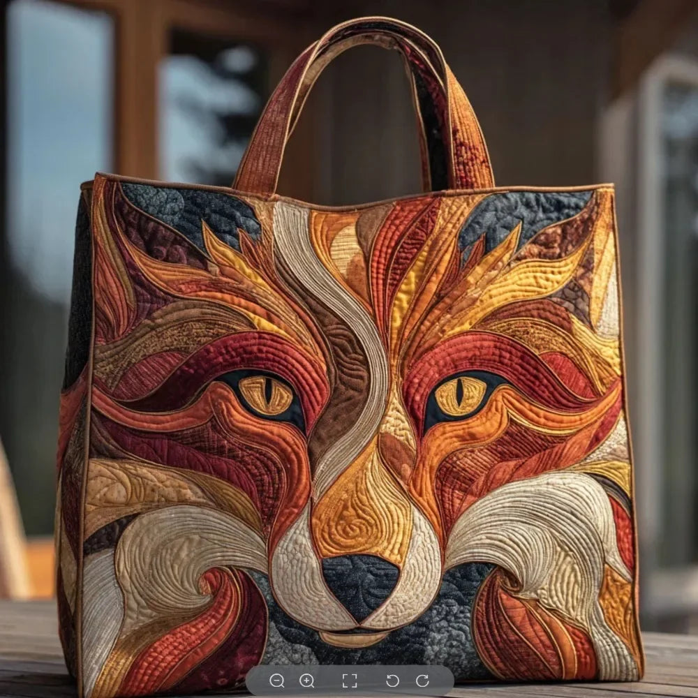 Trendy Vintage Quilted Tote Bag Lightweight 3D Printed Patterns Shoulder Bag Cotton Large Capacity Canvas Bag Casual
