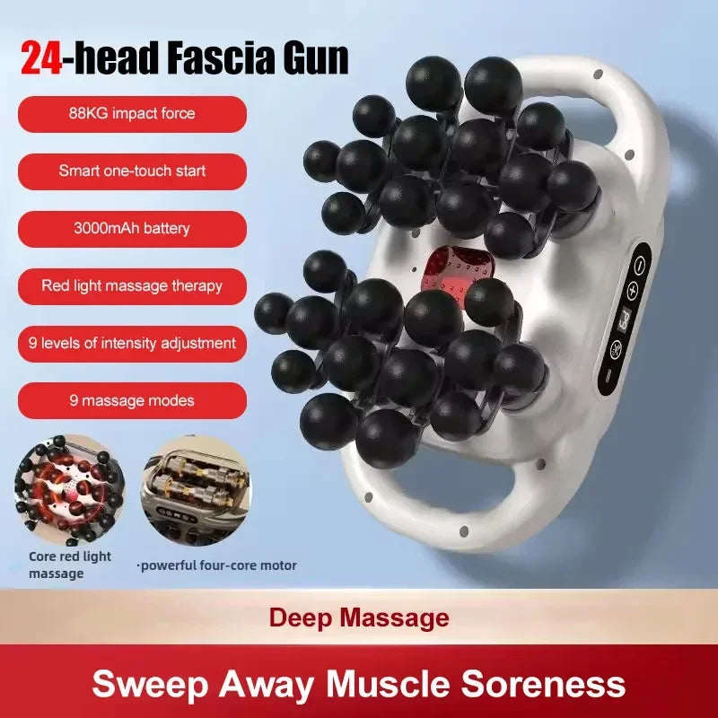 New Hot 22-Head Fascia Gun High-Frequency Vibration Body Massage Gun Back and Waist Massager Neck Shoulder Muscle Massager Tools