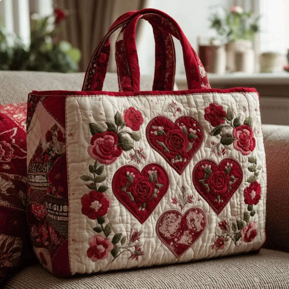 Trendy Vintage Quilted Tote Bag Lightweight 3D Printed Patterns Shoulder Bag Cotton Large Capacity Canvas Bag Casual