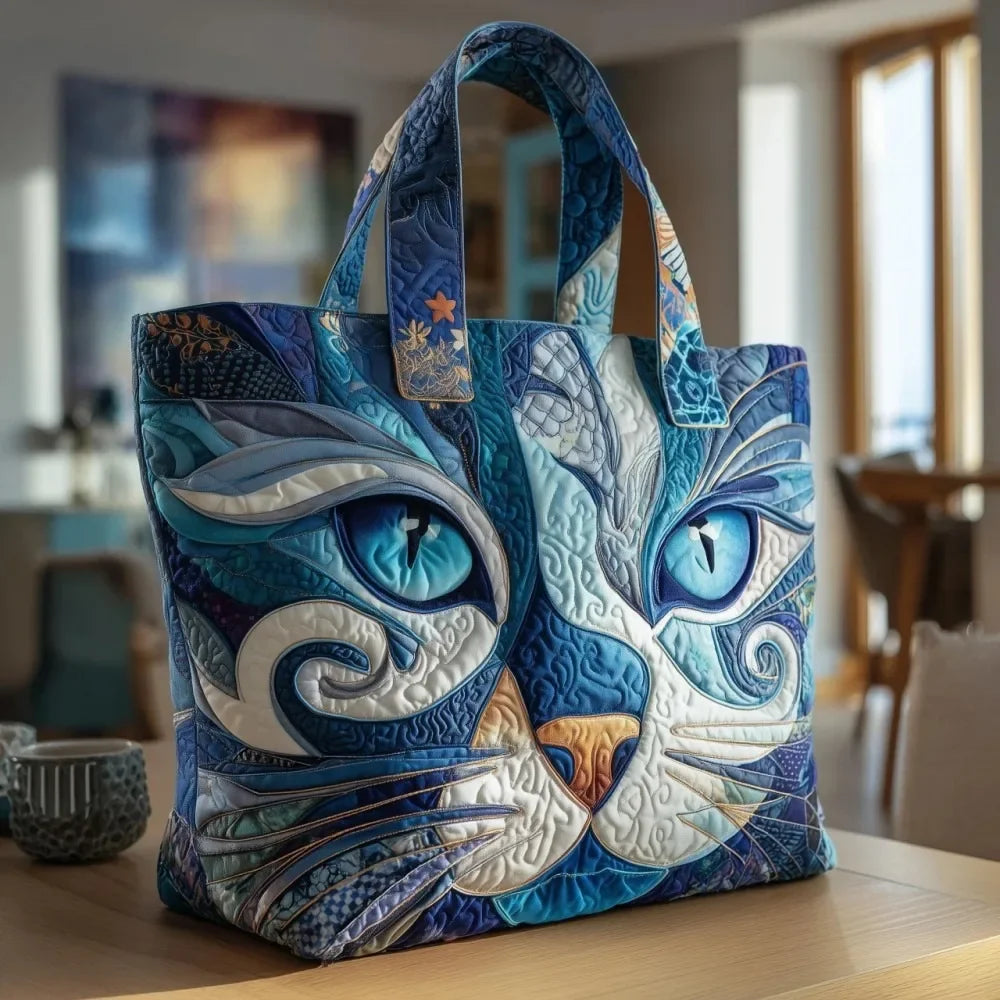 Trendy Vintage Quilted Tote Bag Lightweight 3D Printed Patterns Shoulder Bag Cotton Large Capacity Canvas Bag Casual