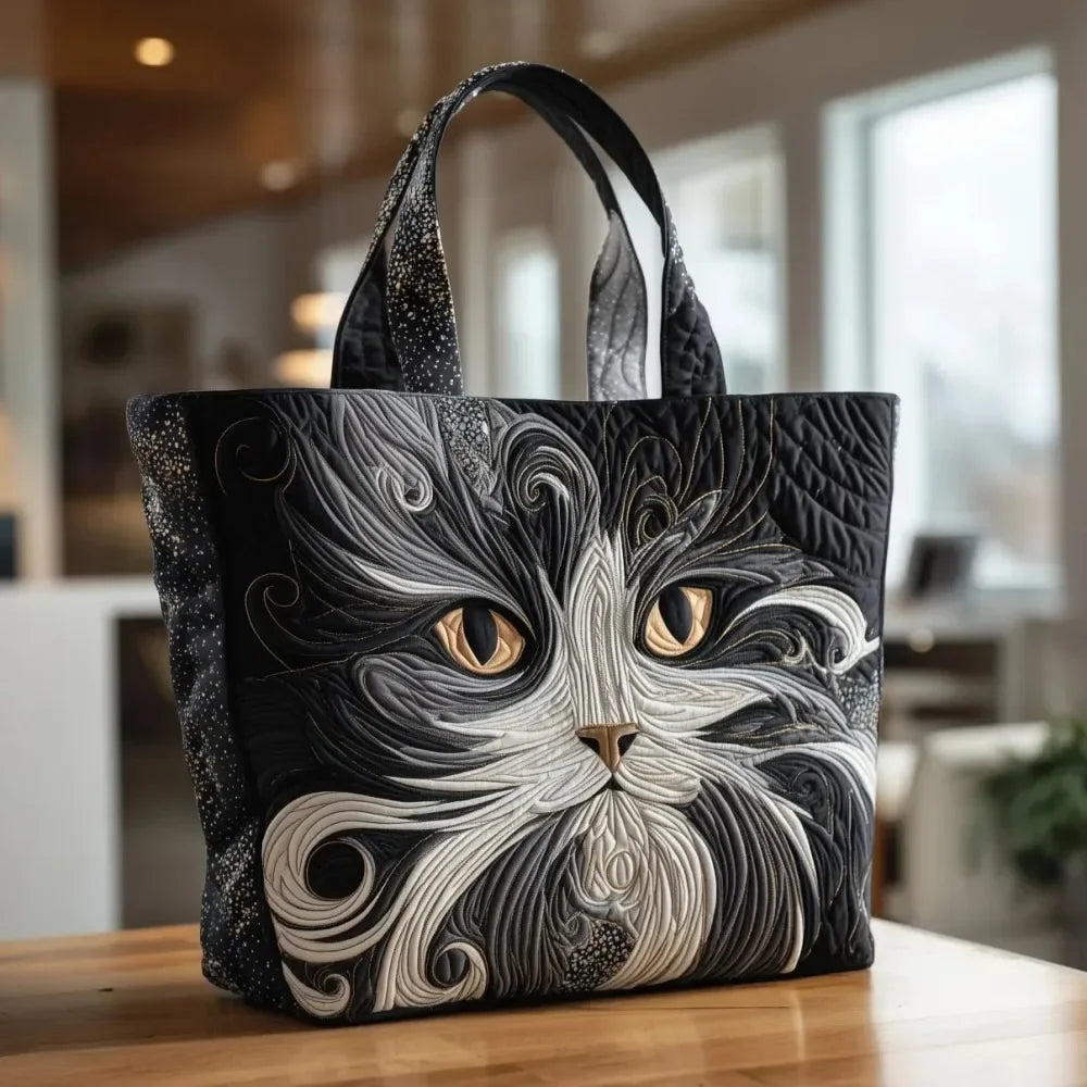 Trendy Vintage Quilted Tote Bag Lightweight 3D Printed Patterns Shoulder Bag Cotton Large Capacity Canvas Bag Casual