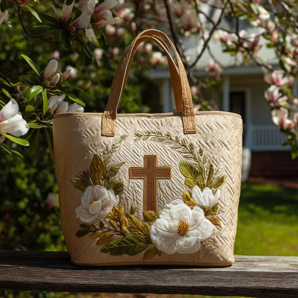 Trendy Vintage Quilted Tote Bag Lightweight 3D Printed Patterns Shoulder Bag Cotton Large Capacity Canvas Bag Casual