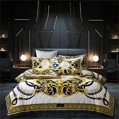 Luxury Bedding set Modern Style Digital Printing polyester fiber Fabric Duvet Cover Fitted Sheet Pillowcases Home Textile