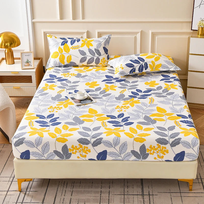 Flower Printed Fitted Bed Sheets Reactive Printed sabanas cama matrimonial Single/Queen/King Mattress Cover Double Bedsheets