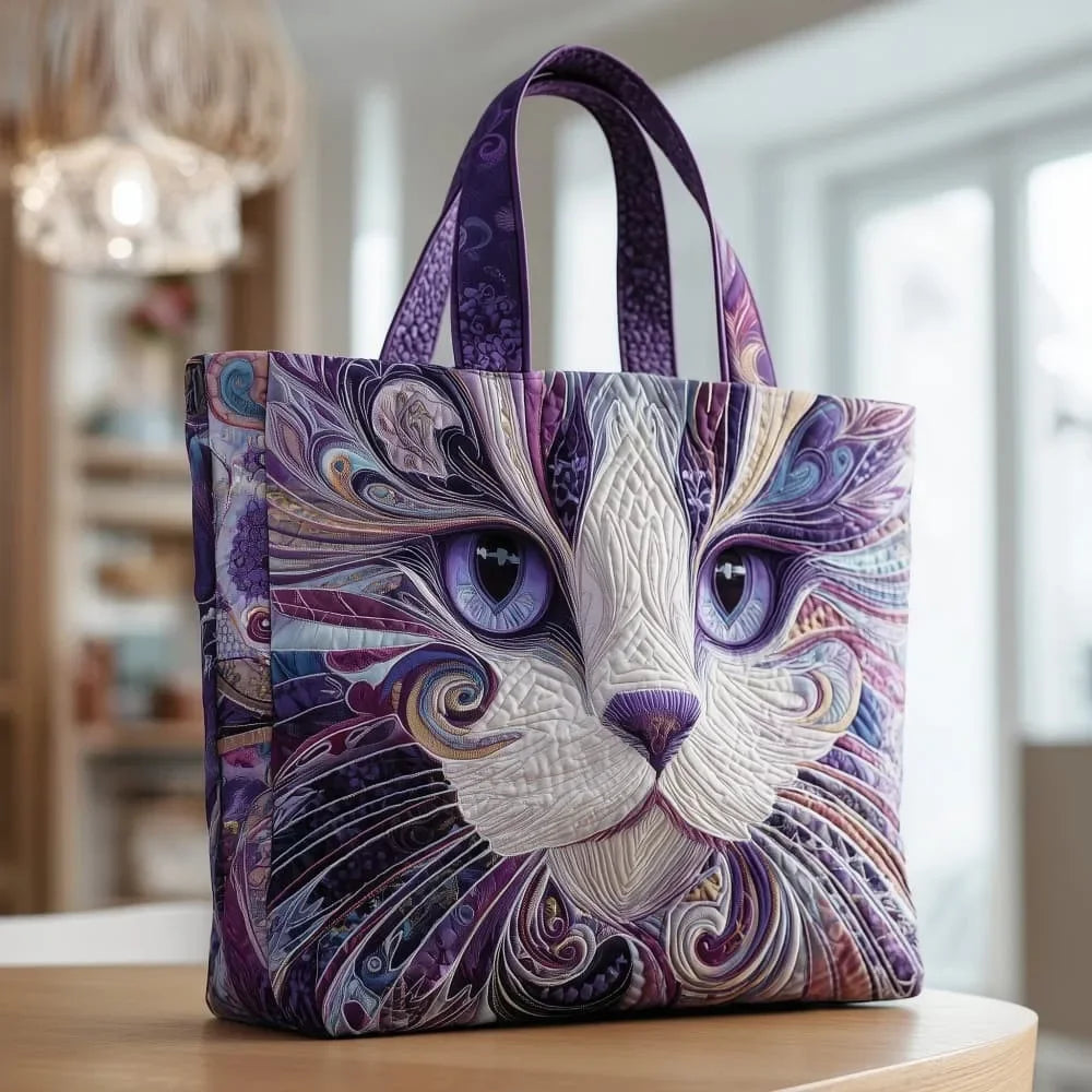 Trendy Vintage Quilted Tote Bag Lightweight 3D Printed Patterns Shoulder Bag Cotton Large Capacity Canvas Bag Casual