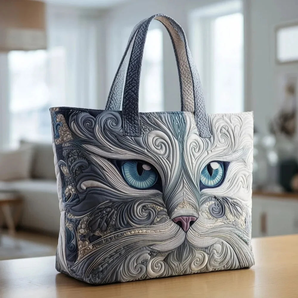 Trendy Vintage Quilted Tote Bag Lightweight 3D Printed Patterns Shoulder Bag Cotton Large Capacity Canvas Bag Casual