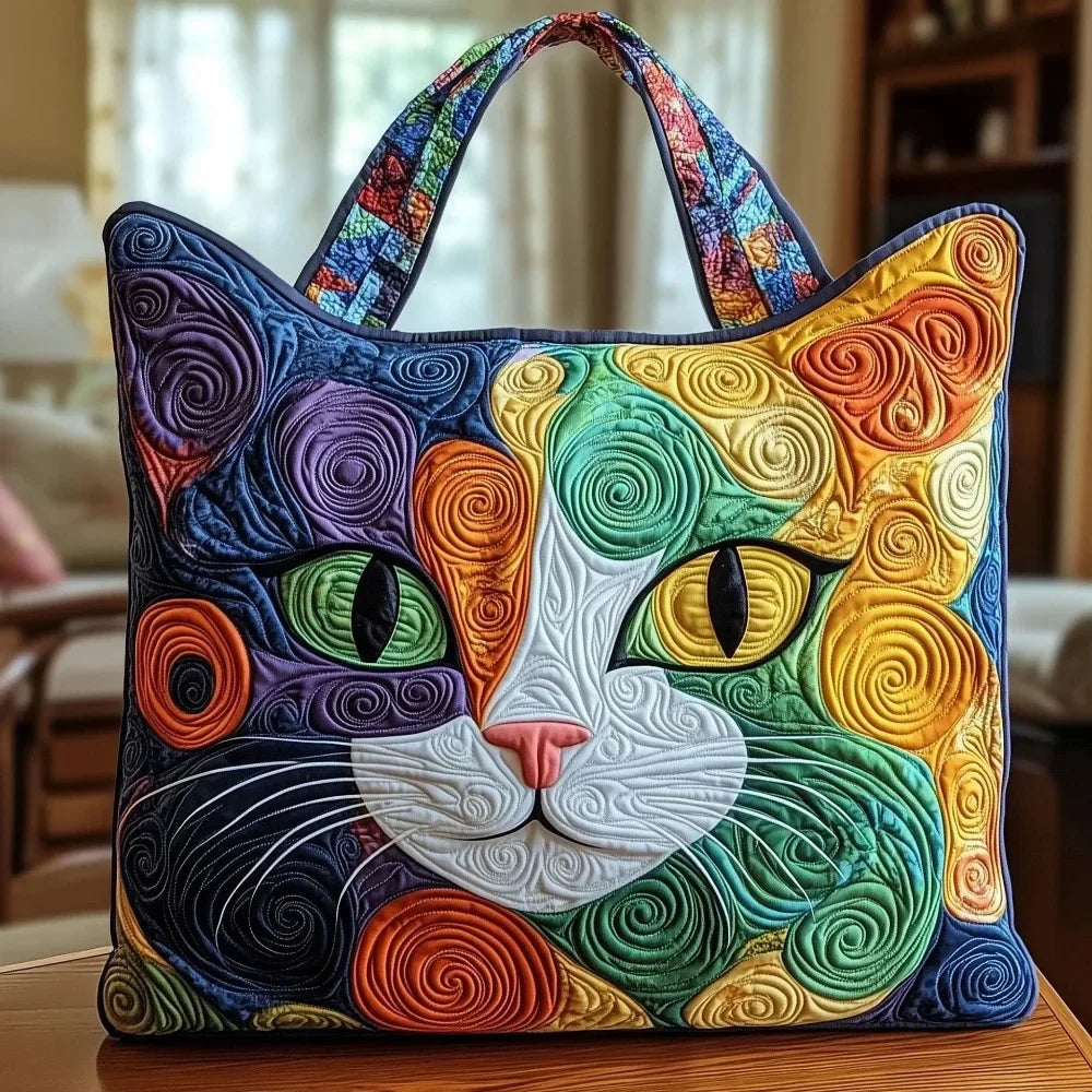 Trendy Vintage Quilted Tote Bag Lightweight 3D Printed Patterns Shoulder Bag Cotton Large Capacity Canvas Bag Casual