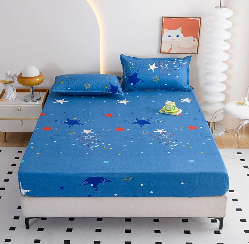 Flower Printed Fitted Bed Sheets Reactive Printed sabanas cama matrimonial Single/Queen/King Mattress Cover Double Bedsheets