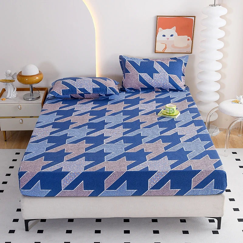 Flower Printed Fitted Bed Sheets Reactive Printed sabanas cama matrimonial Single/Queen/King Mattress Cover Double Bedsheets